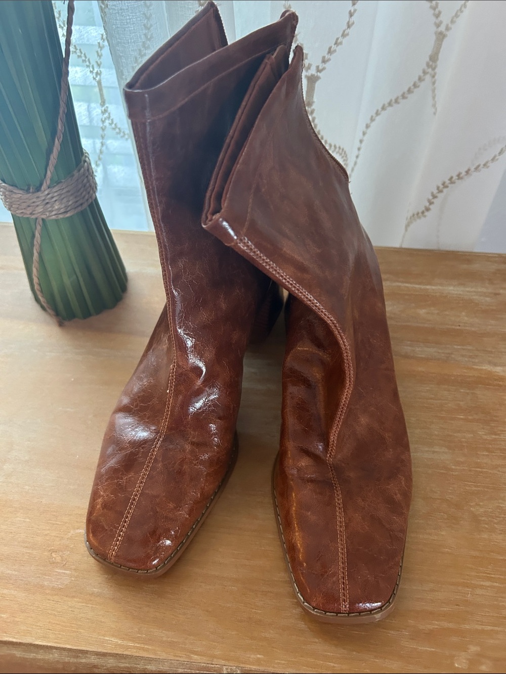 ASOS Brown Leather Mid-Calf Boots